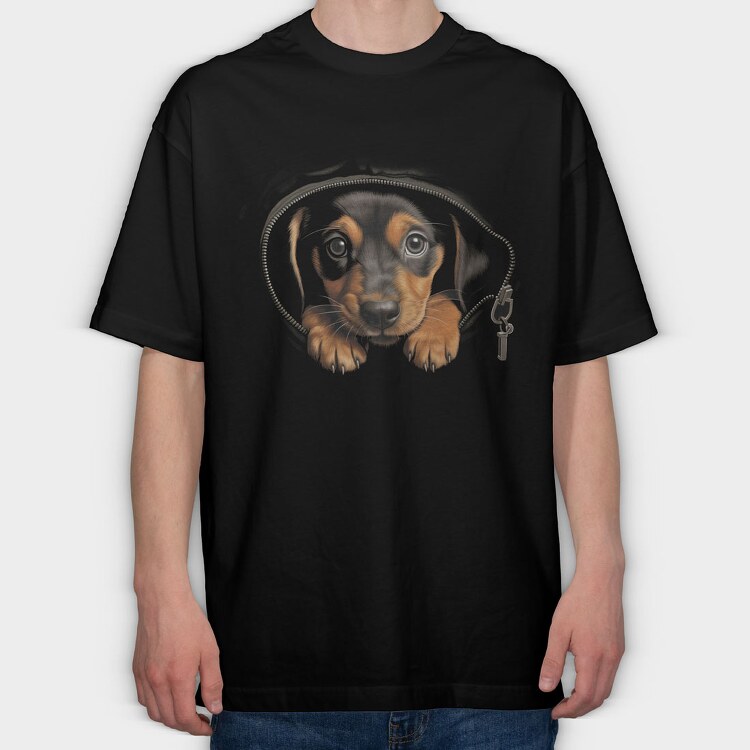 Puppy Black, Tricou Oversize Barbati (Unisex)