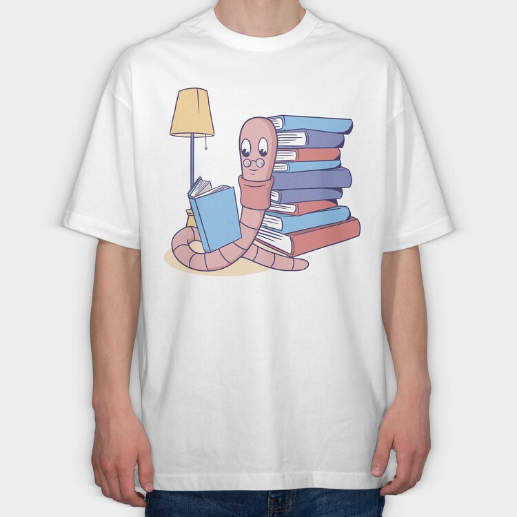 Worm Book, Tricou Oversize Barbati (Unisex)
