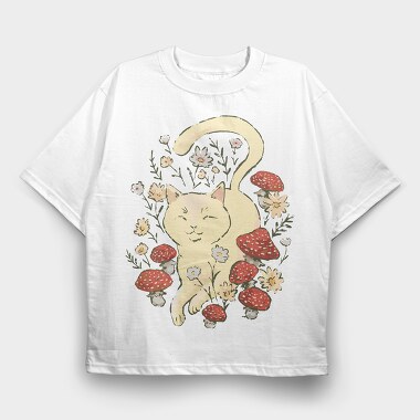 Cat Cottagecore, Tricou Oversize Barbati (Unisex)