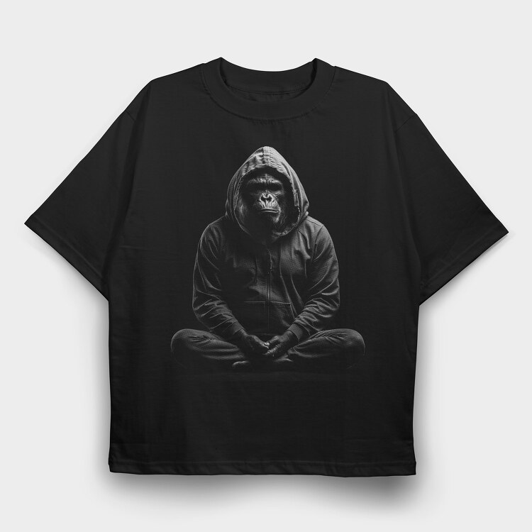 Meditating Gorilla, Tricou Oversize Barbati (Unisex)