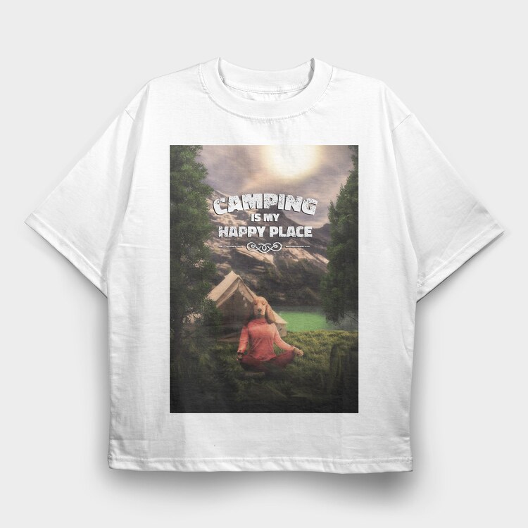 Yoga Camping, Tricou Oversize Barbati (Unisex)