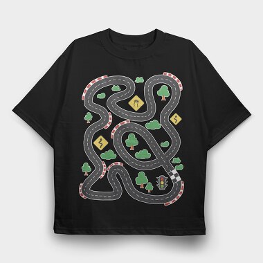 Race Track Kids, Tricou Oversize Barbati (Unisex)