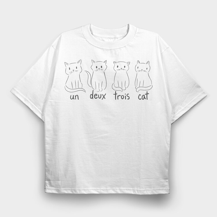 Cat French Quote, Tricou Oversize Barbati (Unisex)