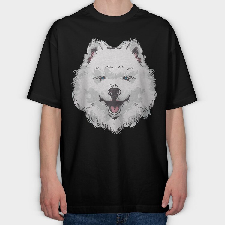 Dog Samoyed, Tricou Oversize Barbati (Unisex)