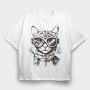 Cat Galsses Draw, Tricou Oversize Barbati (Unisex)