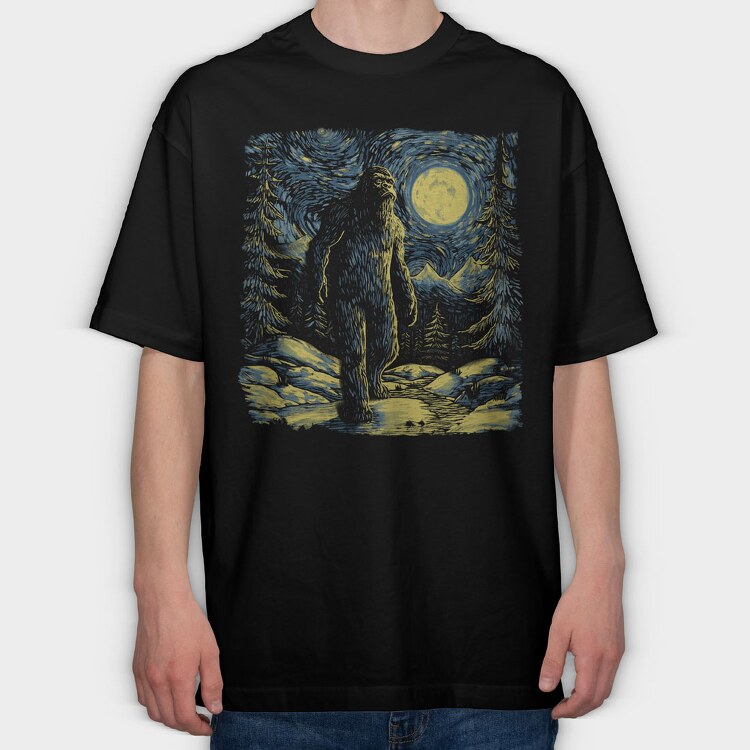 Starry Night Bigfoot, Tricou Oversize Barbati (Unisex)