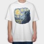 Starry Night Cat, Tricou Oversize Barbati (Unisex)