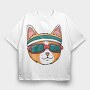 Cat Glasses 2, Tricou Oversize Barbati (Unisex)