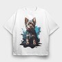 Dog Yorkshire Watercolor, Tricou Oversize Barbati (Unisex)