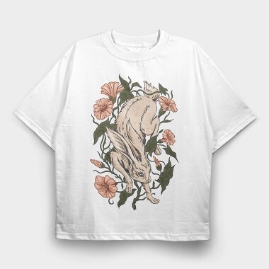 Hare Rabbit Ivy Flowers, Tricou Oversize Barbati (Unisex)