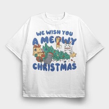 Meowy Christmas 2, Tricou Oversize Barbati (Unisex)