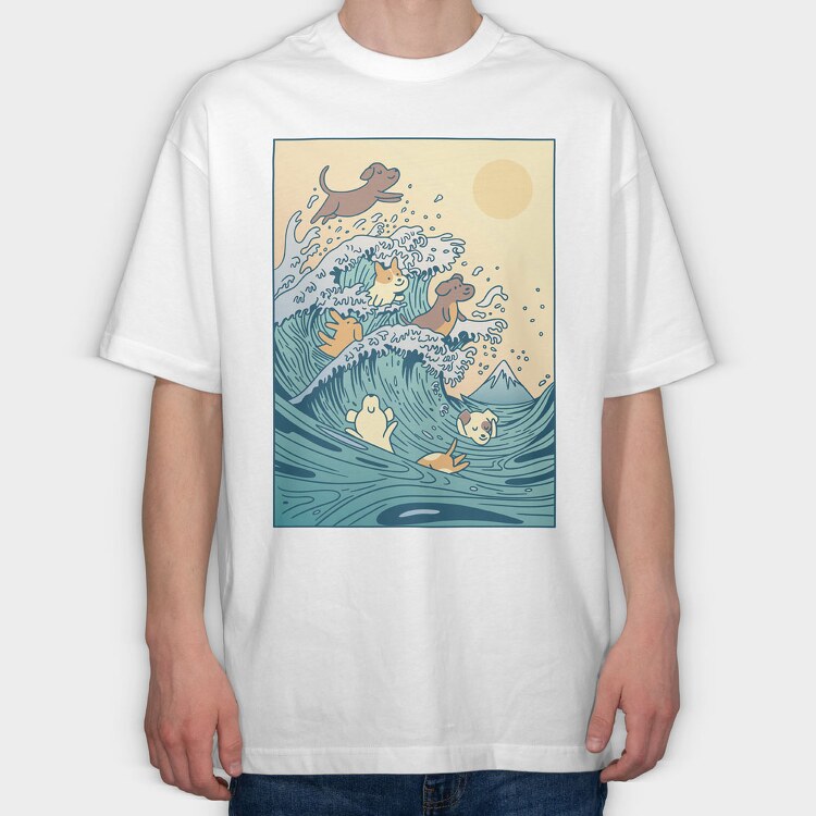 Dogs Big Wave, Tricou Oversize Barbati (Unisex)