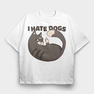 Cat Hate Dogs, Tricou Oversize Barbati (Unisex)