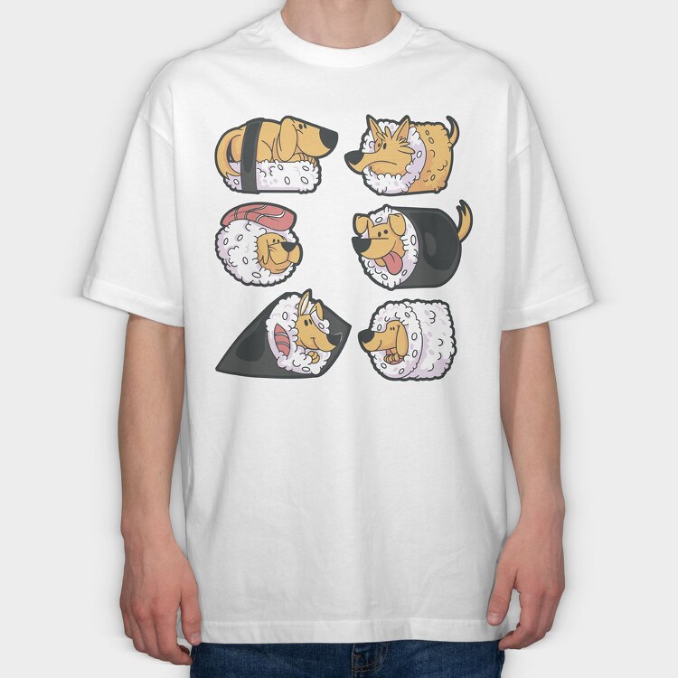 Dogs Sushi, Tricou Oversize Barbati (Unisex)