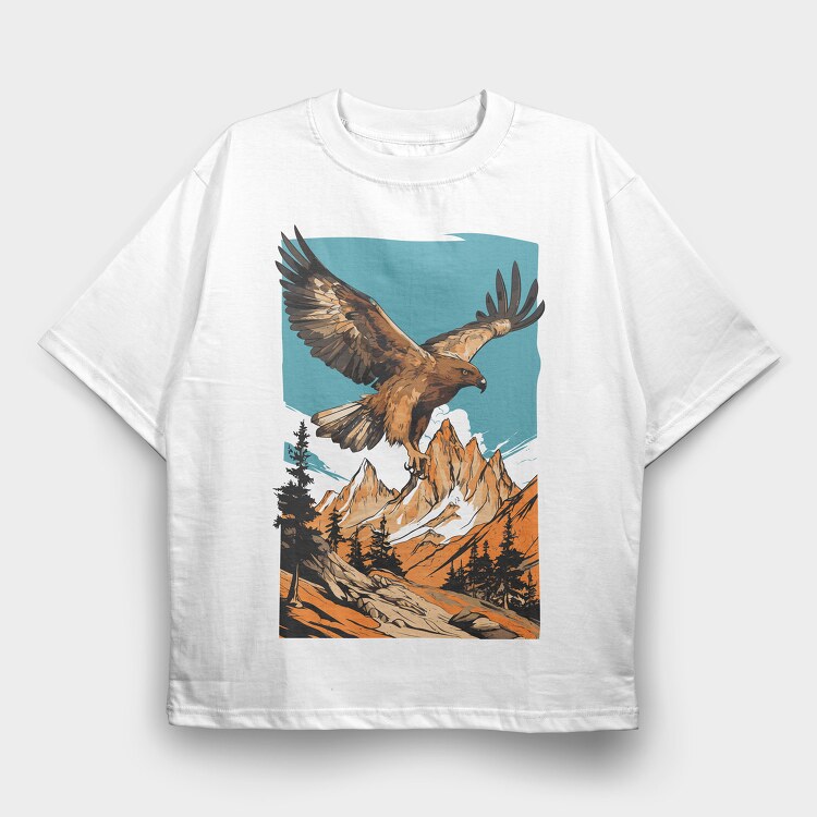 Steppe Eagle Flying, Tricou Oversize Barbati (Unisex)