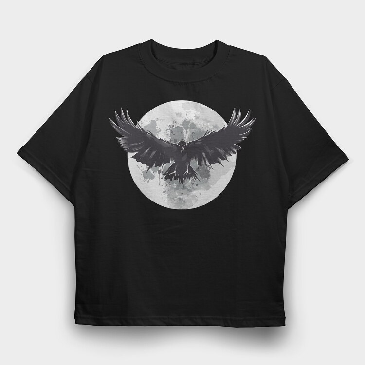 Raven Moon, Tricou Oversize Barbati (Unisex)