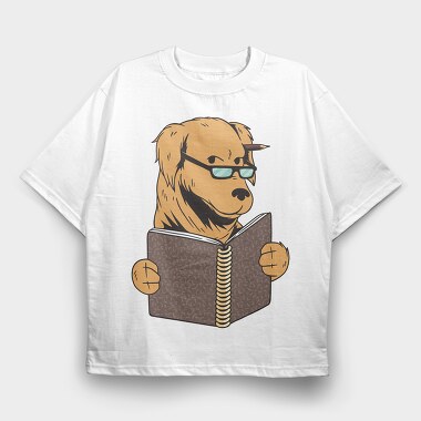 Studying Dog, Tricou Oversize Barbati (Unisex)
