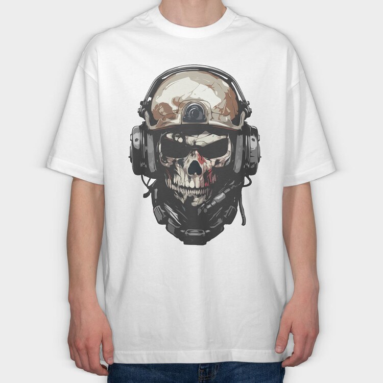 Military Skull, Tricou Oversize Barbati (Unisex)