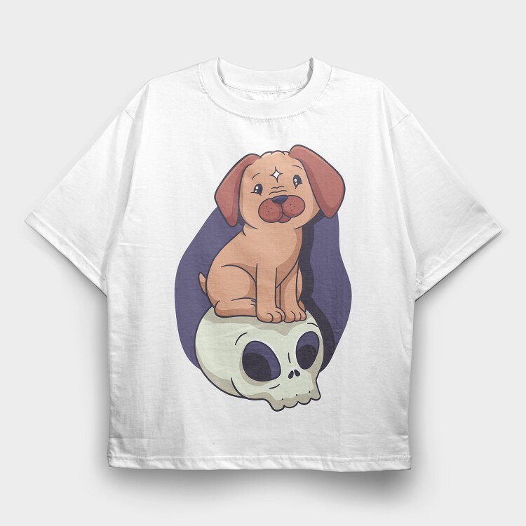 Pug Skull, Tricou Oversize Barbati (Unisex)