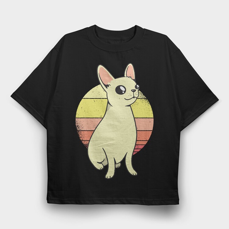 Chihuahua Retro Sunset, Tricou Oversize Barbati (Unisex)