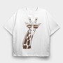 Giraffe Sunglasses, Tricou Oversize Barbati (Unisex)