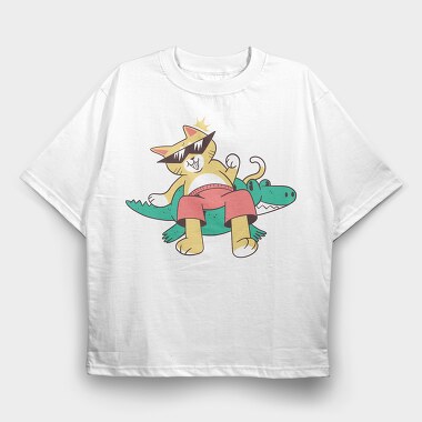 Cat Pool, Tricou Oversize Barbati (Unisex)