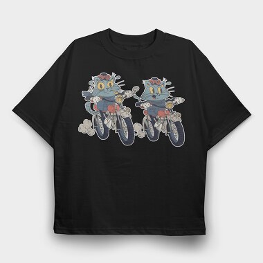 Bike Cat, Tricou Oversize Barbati (Unisex)