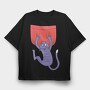 Cat Falling Pocket, Tricou Oversize Barbati (Unisex)