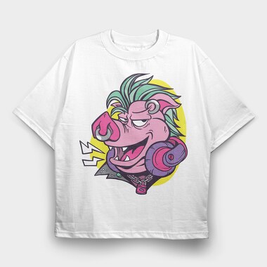 Punk Pig Face, Tricou Oversize Barbati (Unisex)