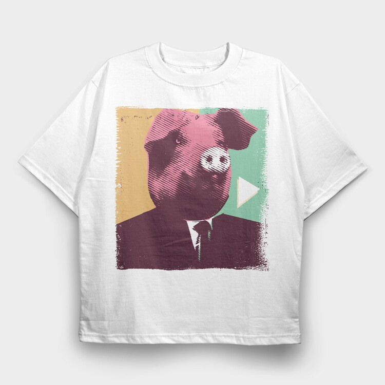 Pig Head, Tricou Oversize Barbati (Unisex)