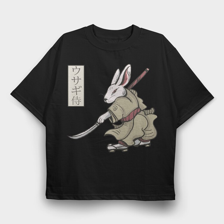 Rabbit Samurai, Tricou Oversize Barbati (Unisex)