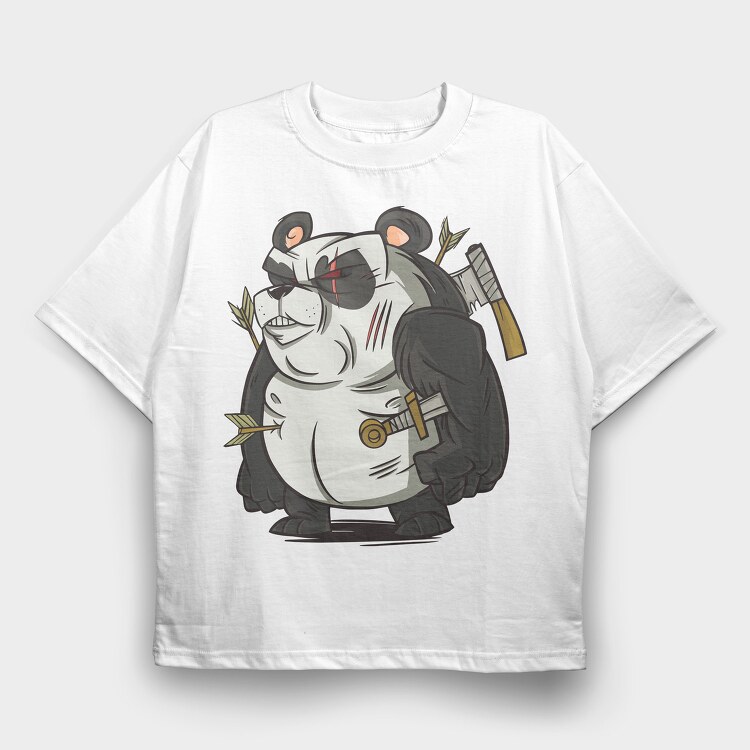 Panda Warrior, Tricou Oversize Barbati (Unisex)
