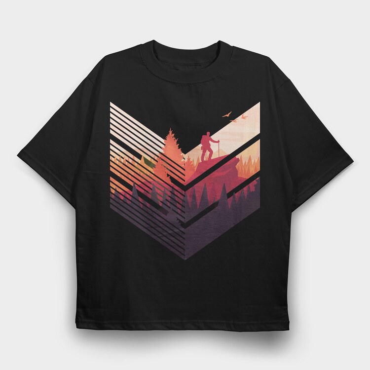 Geometric Forest, Tricou Oversize Barbati (Unisex)