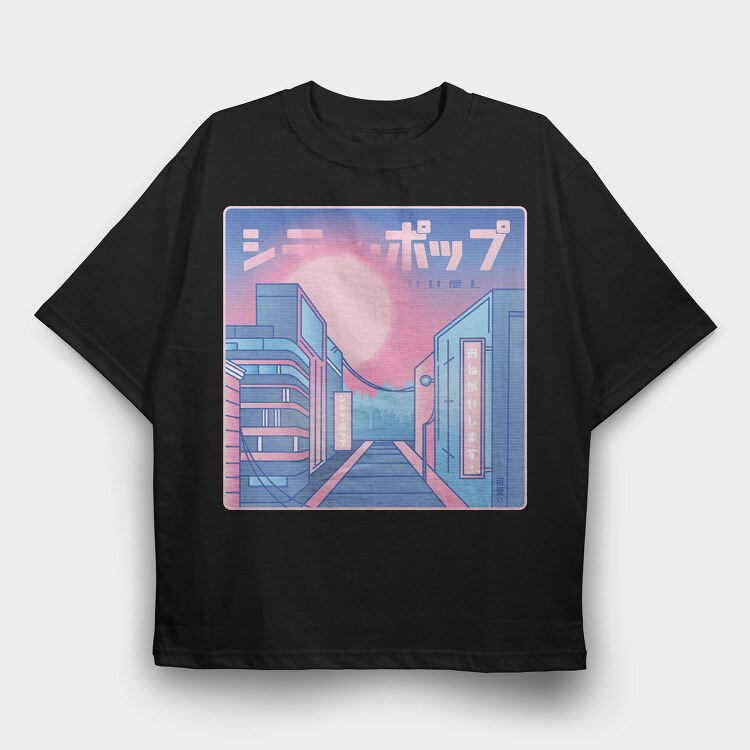 City Vaporwave, Tricou Oversize Barbati (Unisex)
