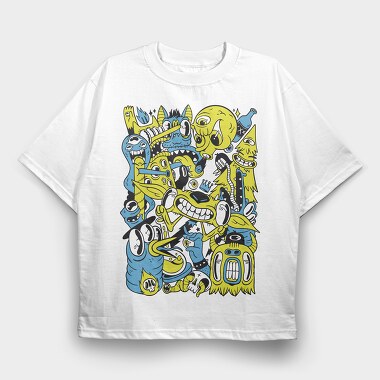 Monster Collage, Tricou Oversize Barbati (Unisex)