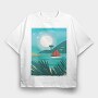 Watercolor Beach, Tricou Oversize Barbati (Unisex)