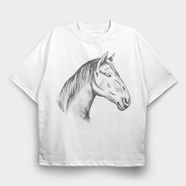 Horse Hand Draw, Tricou Oversize Barbati (Unisex)