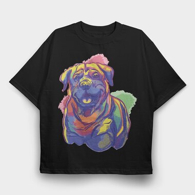 Rottweiler Watercolor, Tricou Oversize Barbati (Unisex)