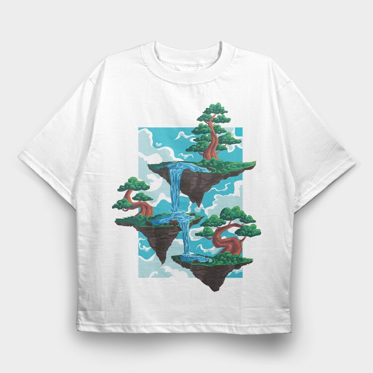 Bonsai Floating Island, Tricou Oversize Barbati (Unisex)