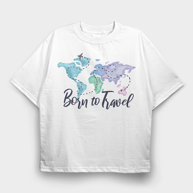 Born To Travel, Tricou Oversize Barbati (Unisex)