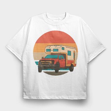 Retrosunset Camper, Tricou Oversize Barbati (Unisex)