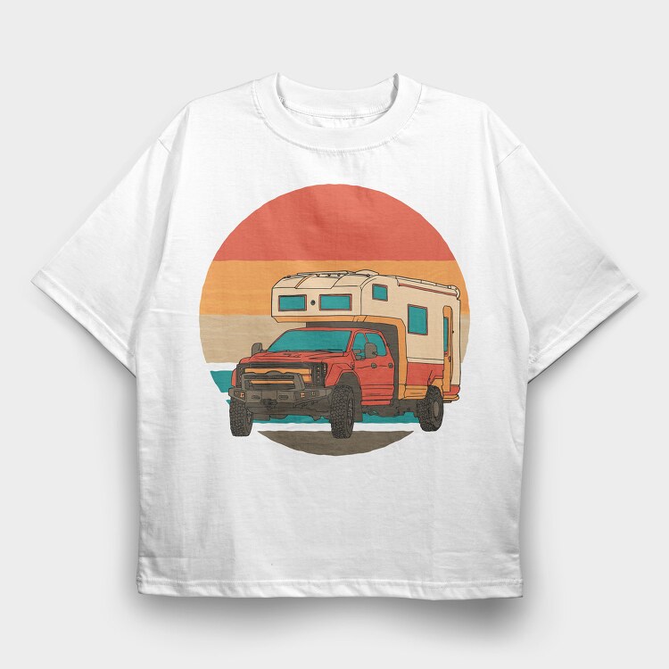 Retrosunset Camper, Tricou Oversize Barbati (Unisex)