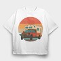 Retrosunset Camper, Tricou Oversize Barbati (Unisex)