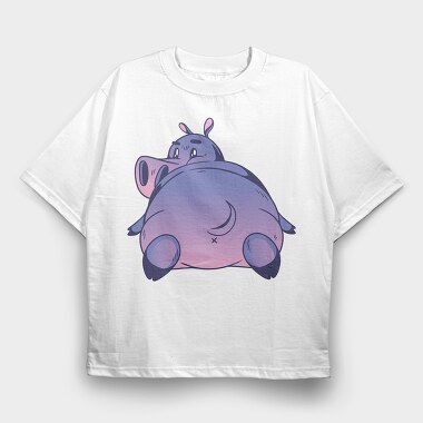 Hippo Cartoon, Tricou Oversize Barbati (Unisex)