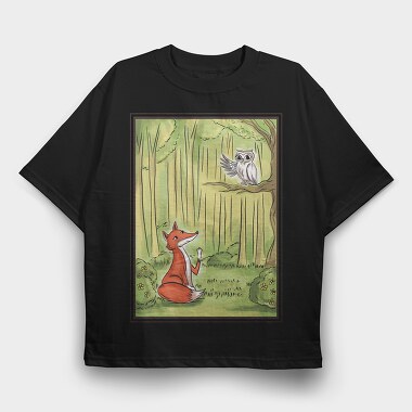 Cute Fox And Owl, Tricou Oversize Barbati (Unisex)