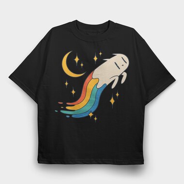Flying Cat Rainbow, Tricou Oversize Barbati (Unisex)