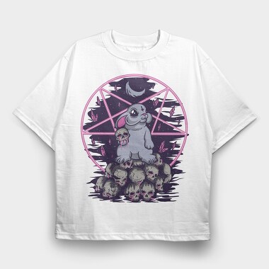 Pentagram Bunny, Tricou Oversize Barbati (Unisex)