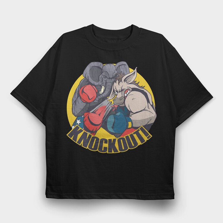 Elephant Donkey Knockout, Tricou Oversize Barbati (Unisex)