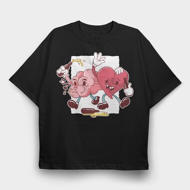 Drunk Heart And Brain, Tricou Oversize Barbati (Unisex)