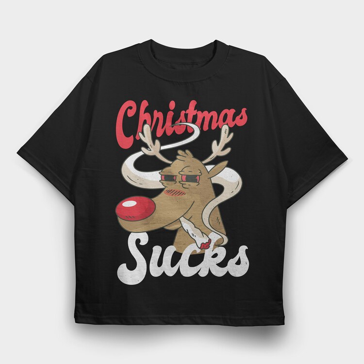 Reindeer Smoking, Tricou Oversize Barbati (Unisex)